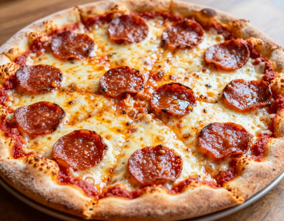 Pepperoni pizza with marinara and cheese