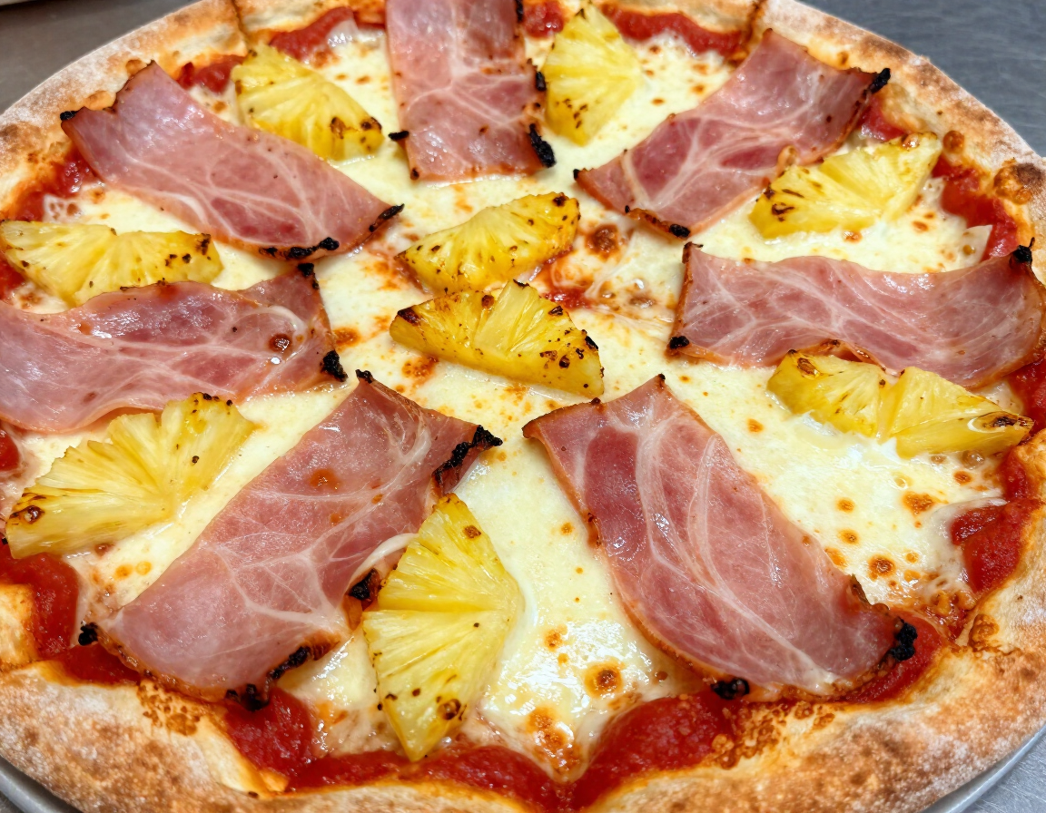 Kings Delight pizza with ham and pineapple