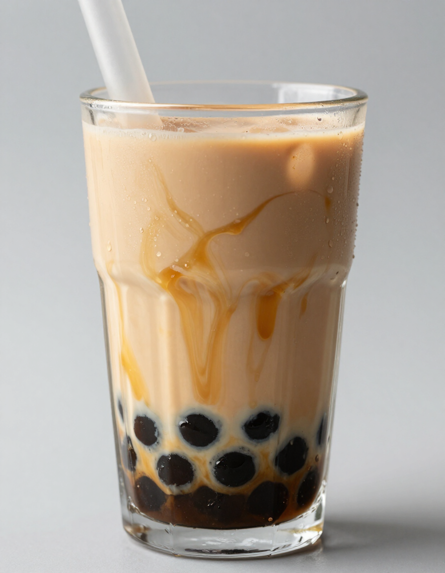 Brown Sugar Latte boba drink with tapioca pearls