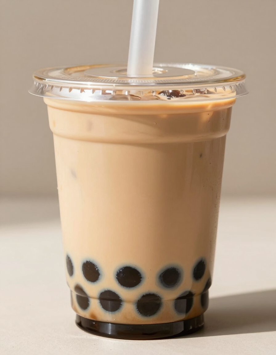Chai Tea Latte boba drink with tapioca pearls