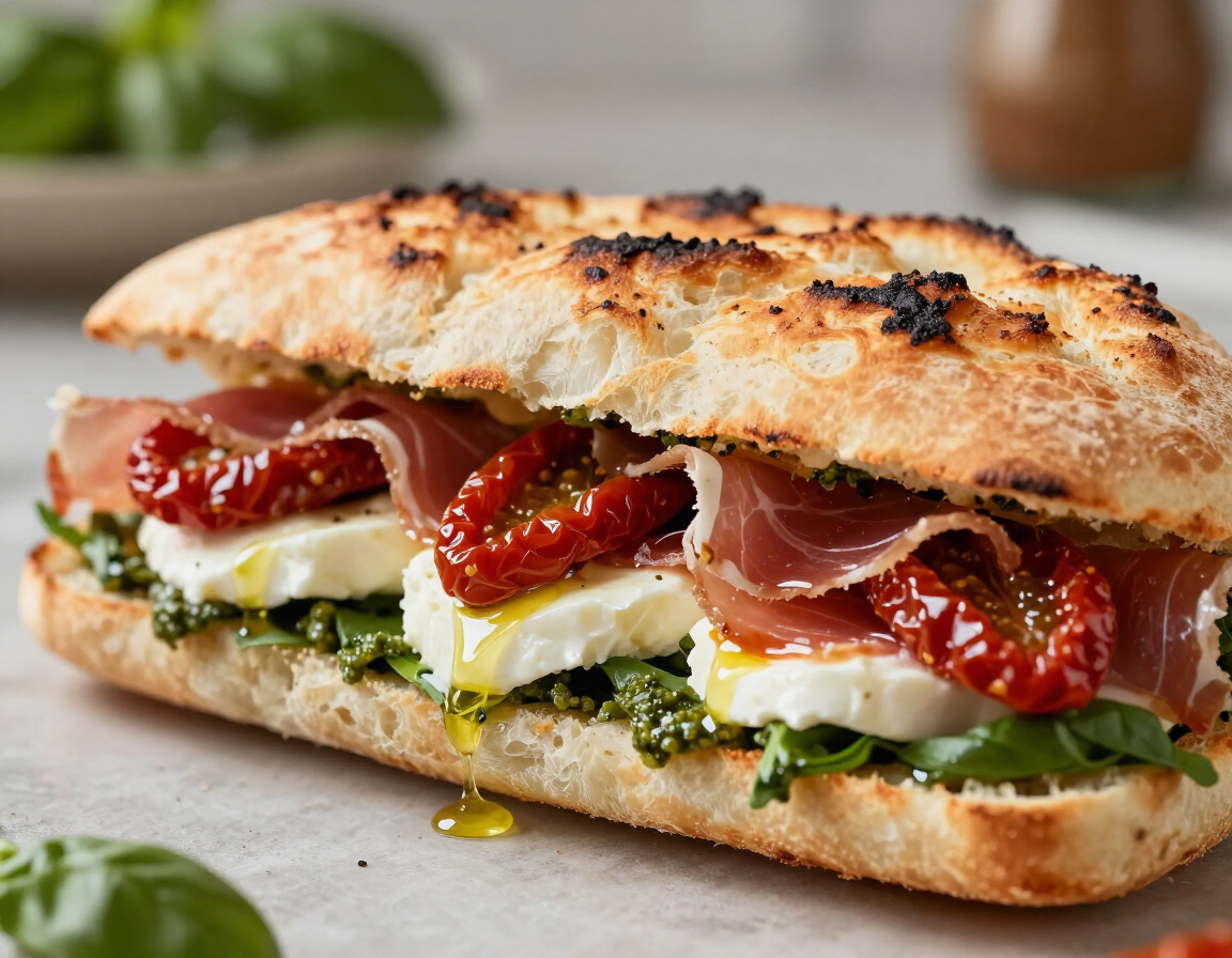 Panuozzo sandwich on toasted bread