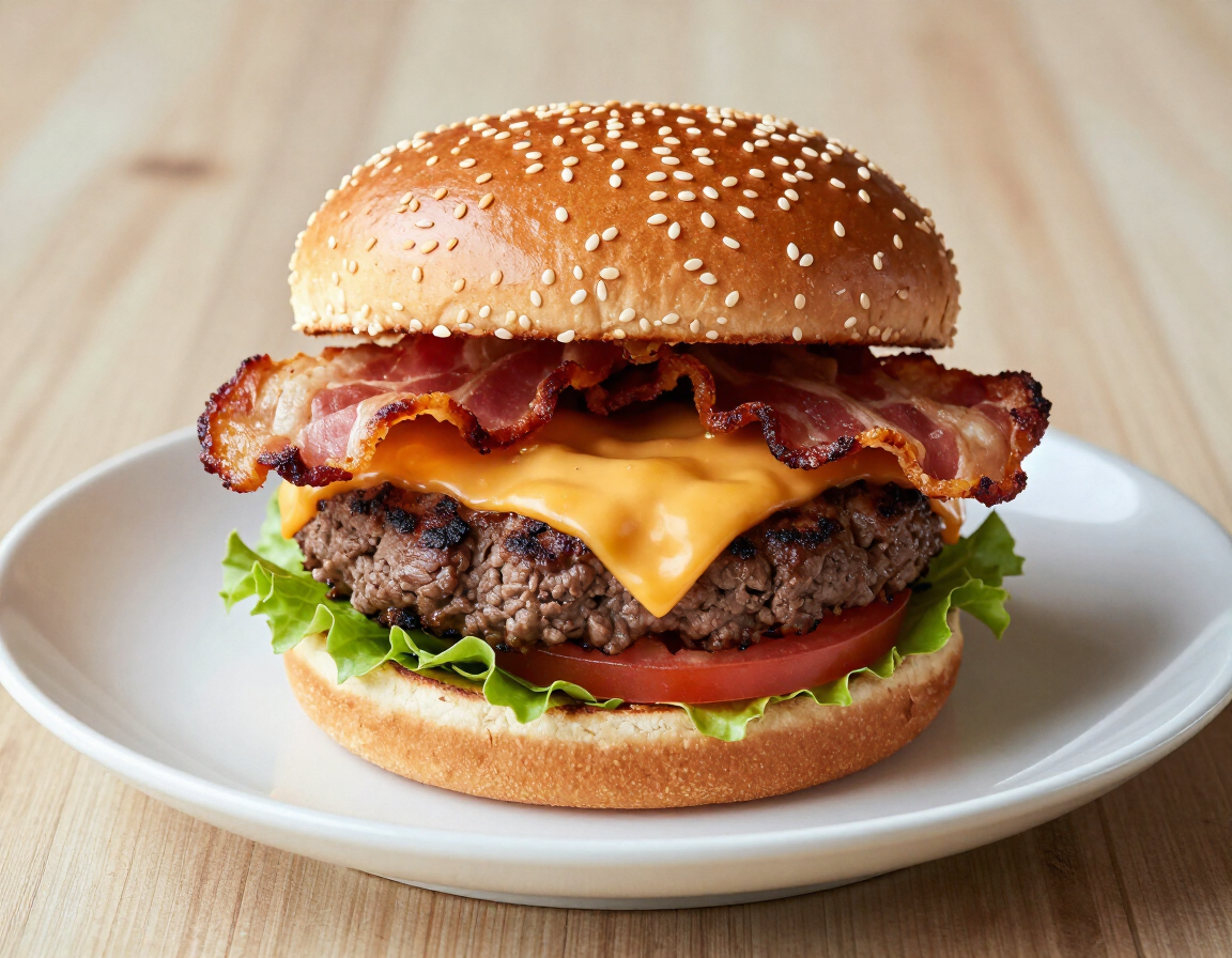 Bacon Cheeseburger with crispy bacon and cheese