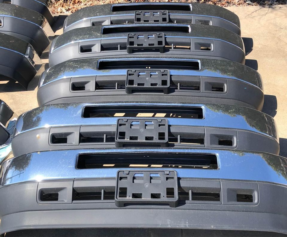 A bunch of bumpers are stacked on top of each other