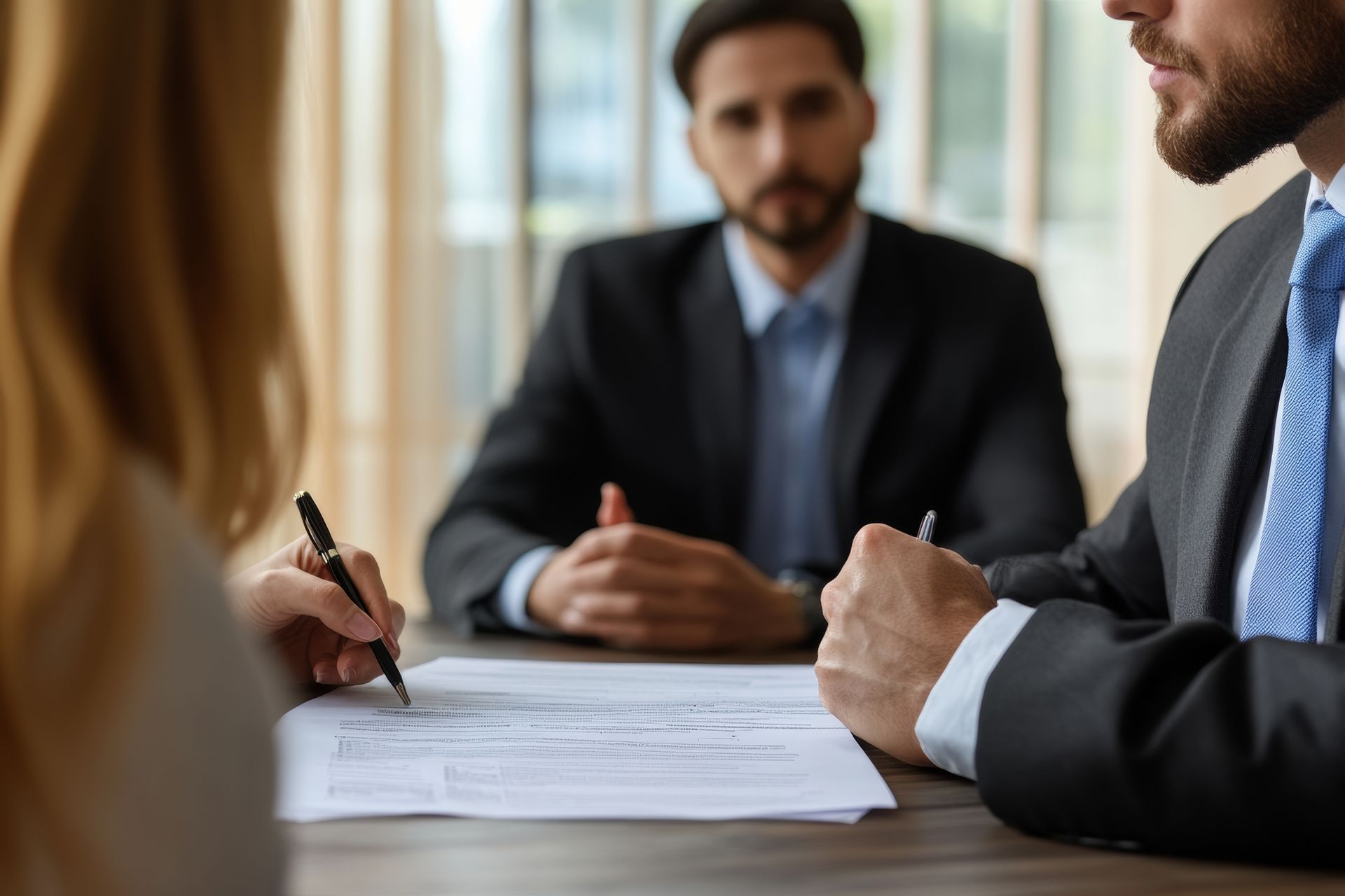 Client signing a legal separation agreement with an attorney during a consultation Client signing a legal separation agreement with an attorney during a consultation