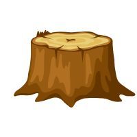 A cartoon illustration of a tree stump on a white background.