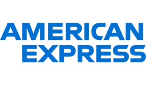 American Express logo in blue text on a white background