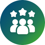 A group of people with stars in a circle.