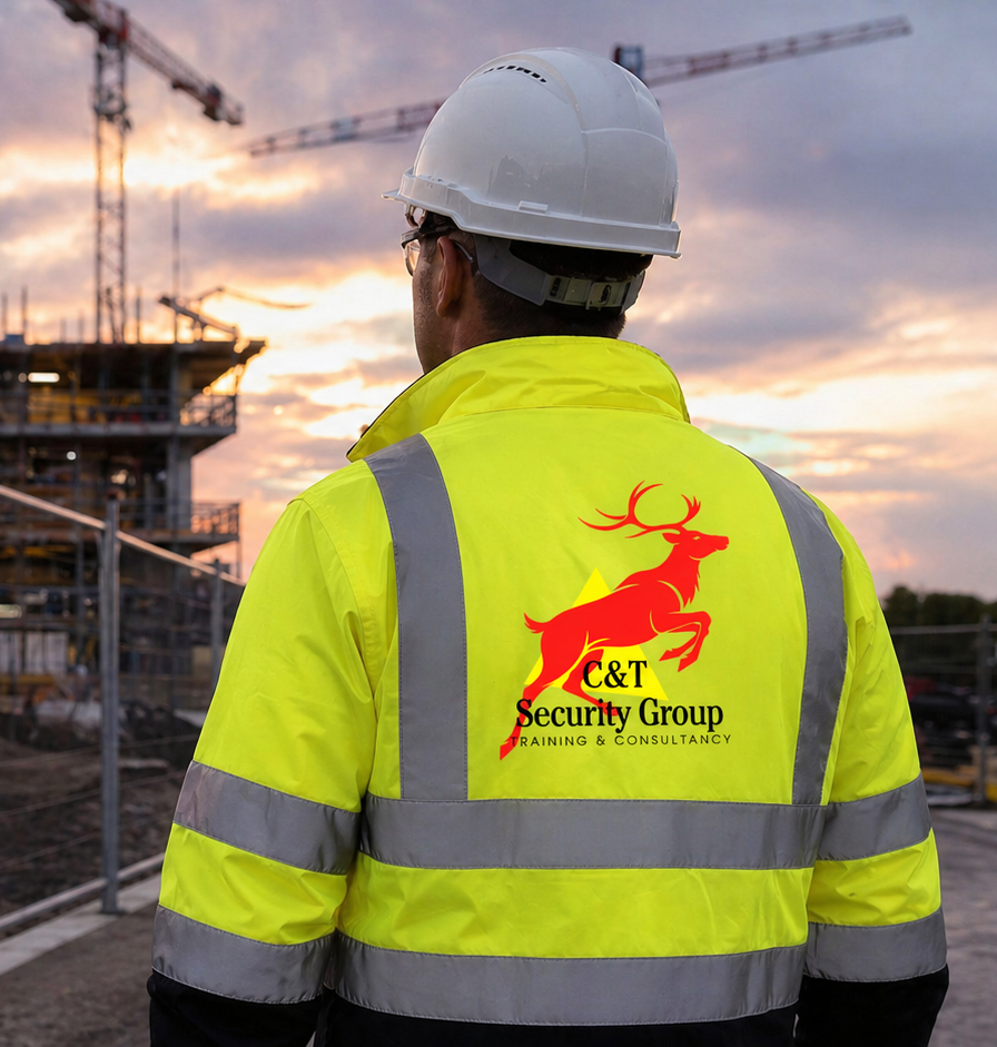 C&T Security Group security officer protecting a construction site in Dublin