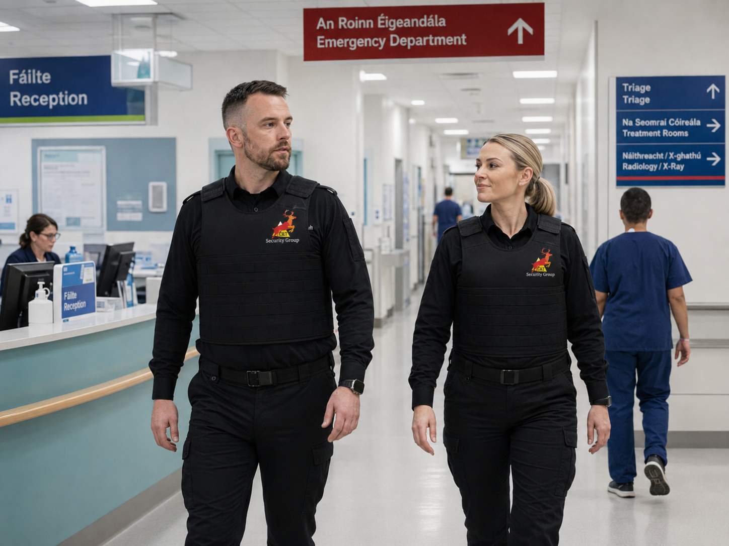 C&T Security Group healthcare security officer providing a professional security presence at a hospital reception
