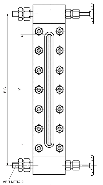 Indicador visual de nivel para control magnético de nivel para calderas MODELO RM