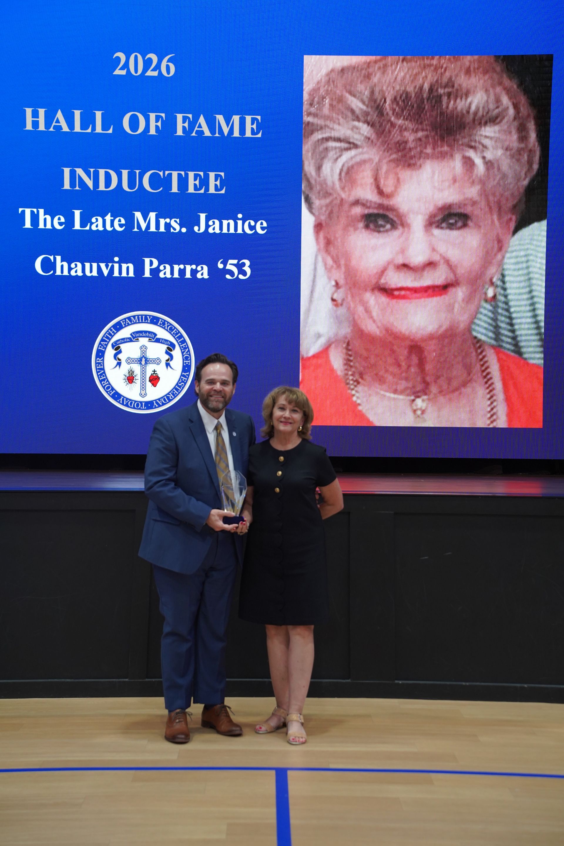 <p class="rteBlock"><strong>Mrs. Kimi  Parra Walker '73 accepted the 2026 Hall of Fame Induction award on behalf of her mother, the late Mrs. Janice Chauvin Parra '53.</strong></p>