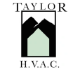 Logo for Taylor H.V.A.C.: "TAYLOR" above a graphic of a house with a mountain peak design, "H.V.A.C." below.