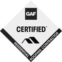 GAF Certified Residential Roofing Contractor logo in black and white