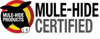 Mule-Hide Products logo with “MULE-HIDE CERTIFIED” text in black, red, and yellow
