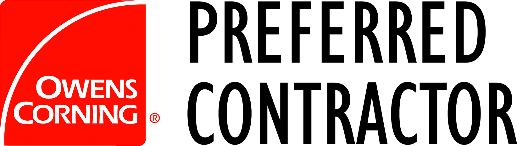Owens Corning Preferred Contractor logo with red and black text on white background