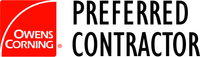 Owens Corning Preferred Contractor logo in red, white, and black