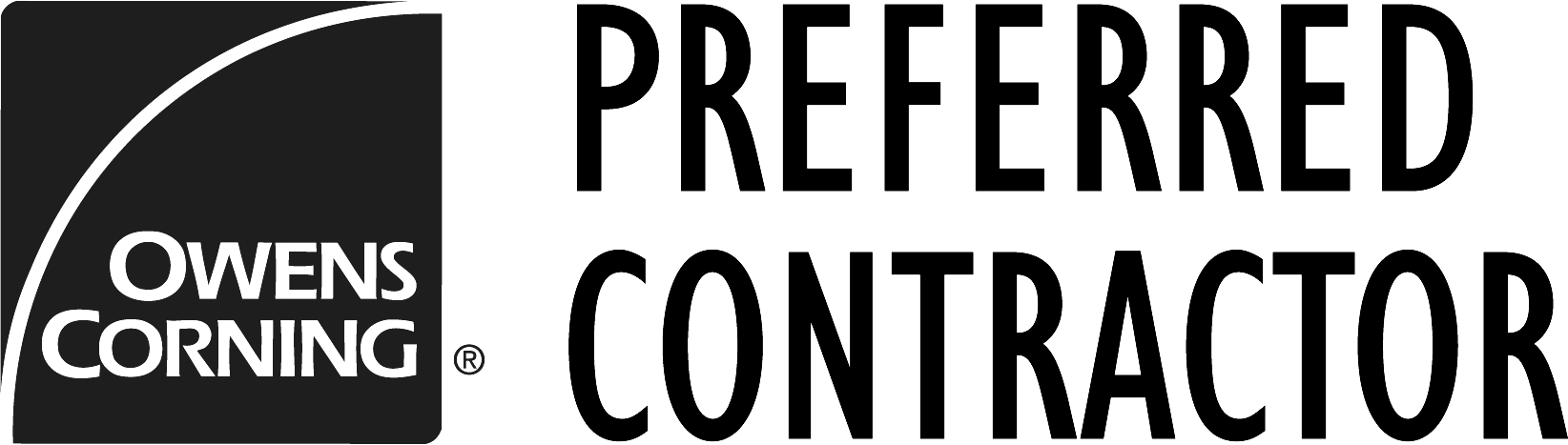 Owens Corning Preferred Contractor logo in black and white