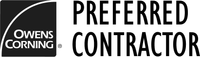Owens Corning Preferred Contractor logo in black and white