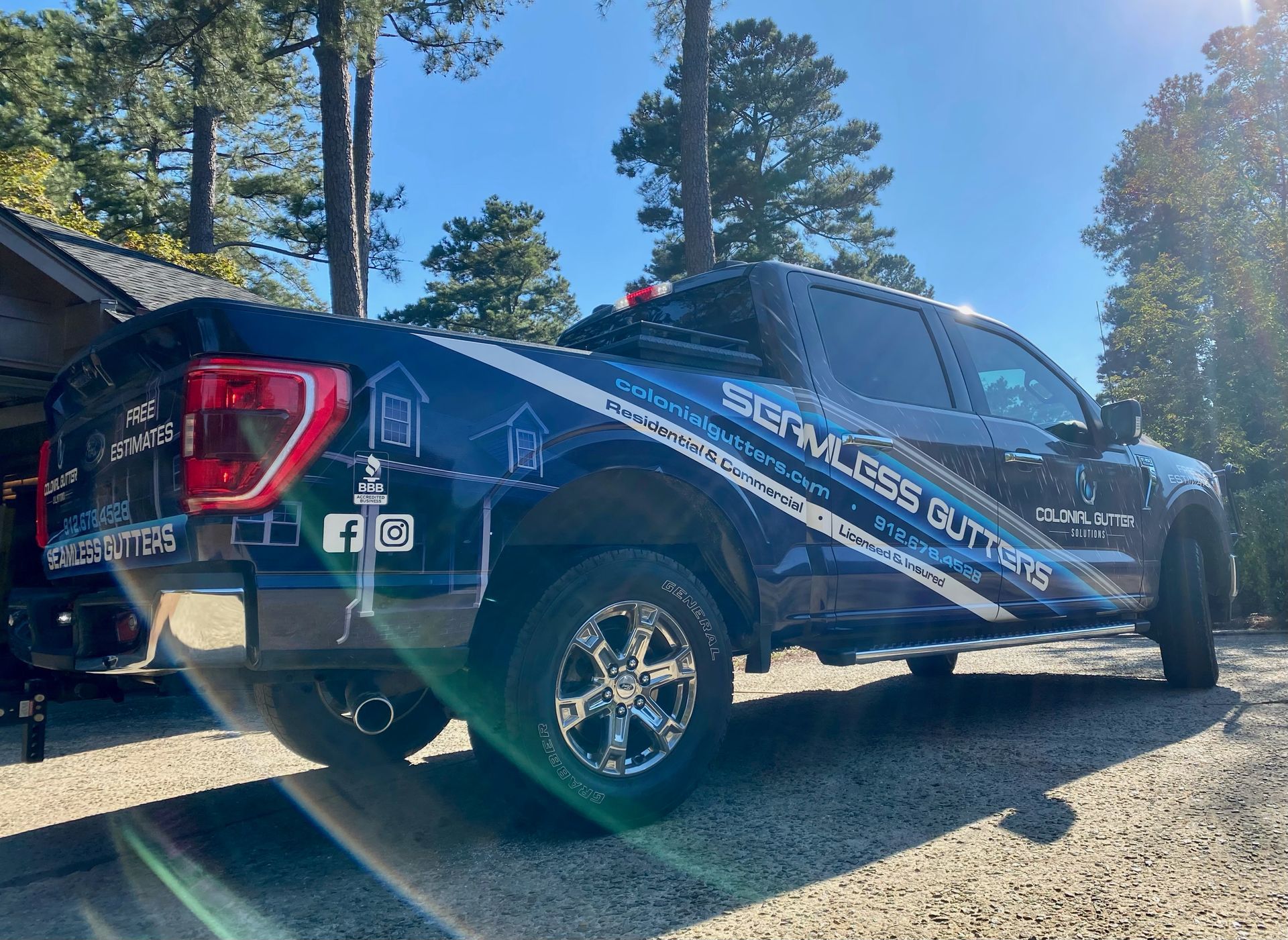 Dark blue truck with