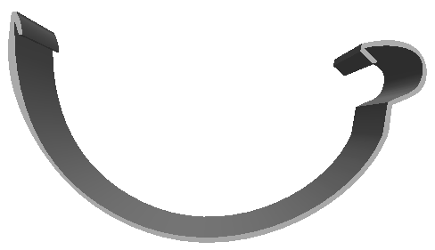 Dark gray, curved metal clip with tabs at each end.