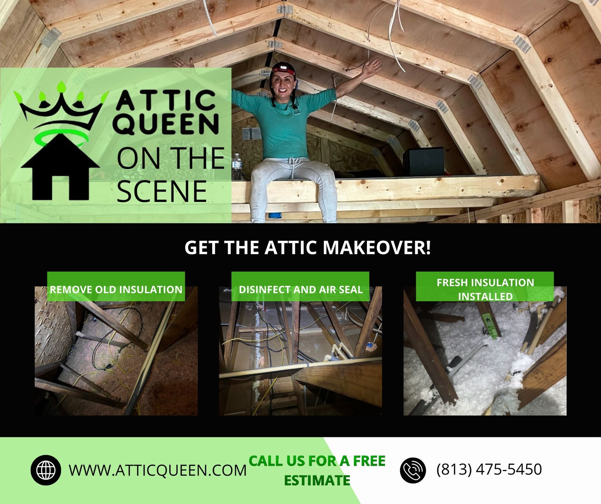 A man is sitting on the attic of a house.