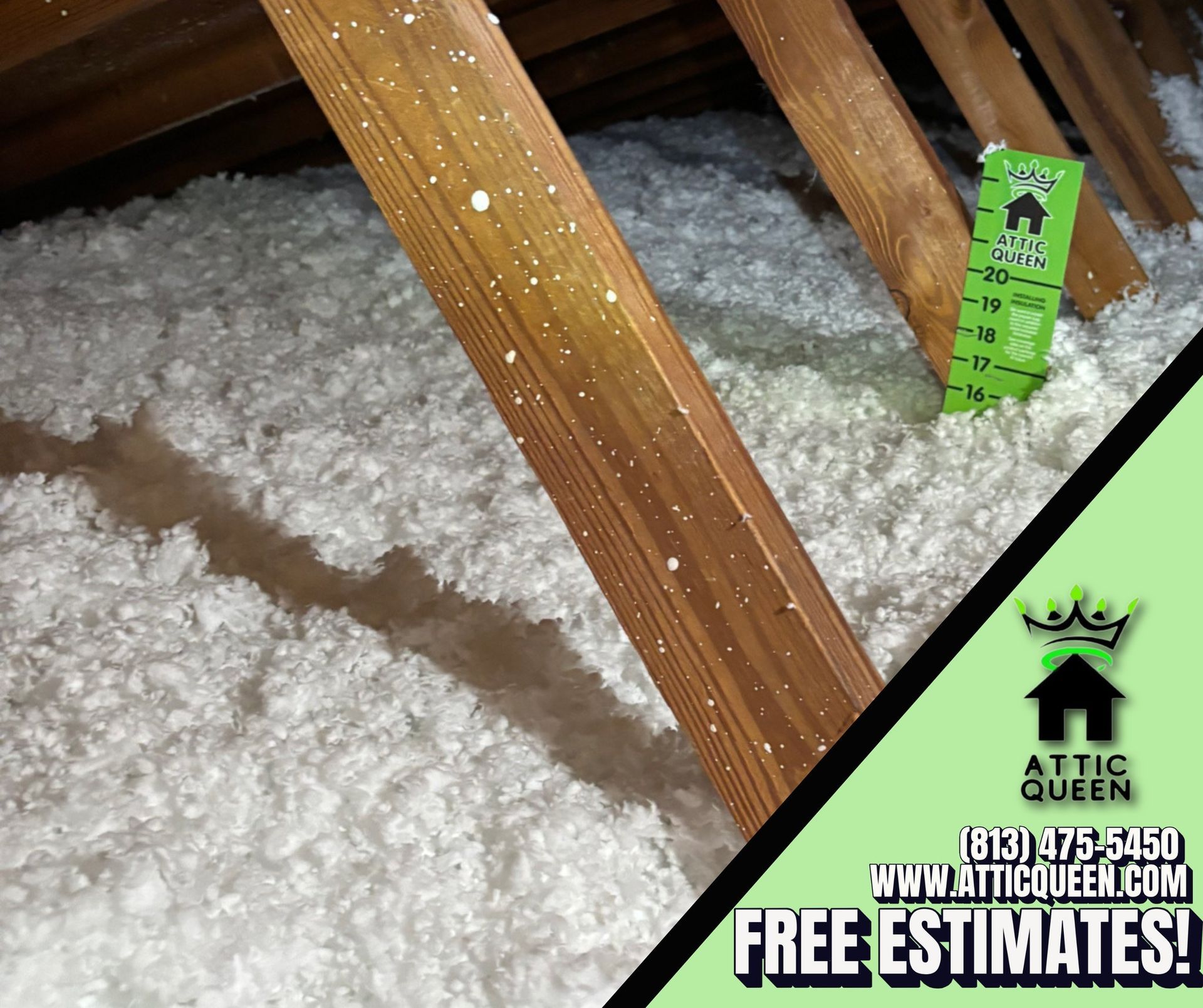 An advertisement for attic queen offers free estimates An advertisement for attic queen offers free estimates