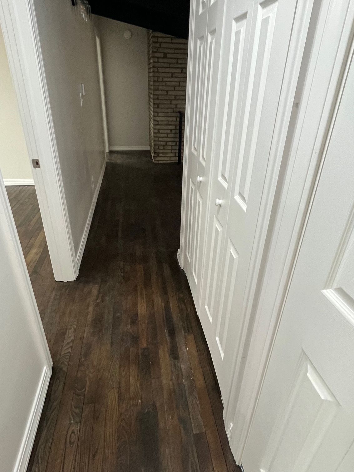 Hallway flooring installation with updated interior finish