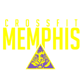 A yellow and purple logo for crossfit memphis