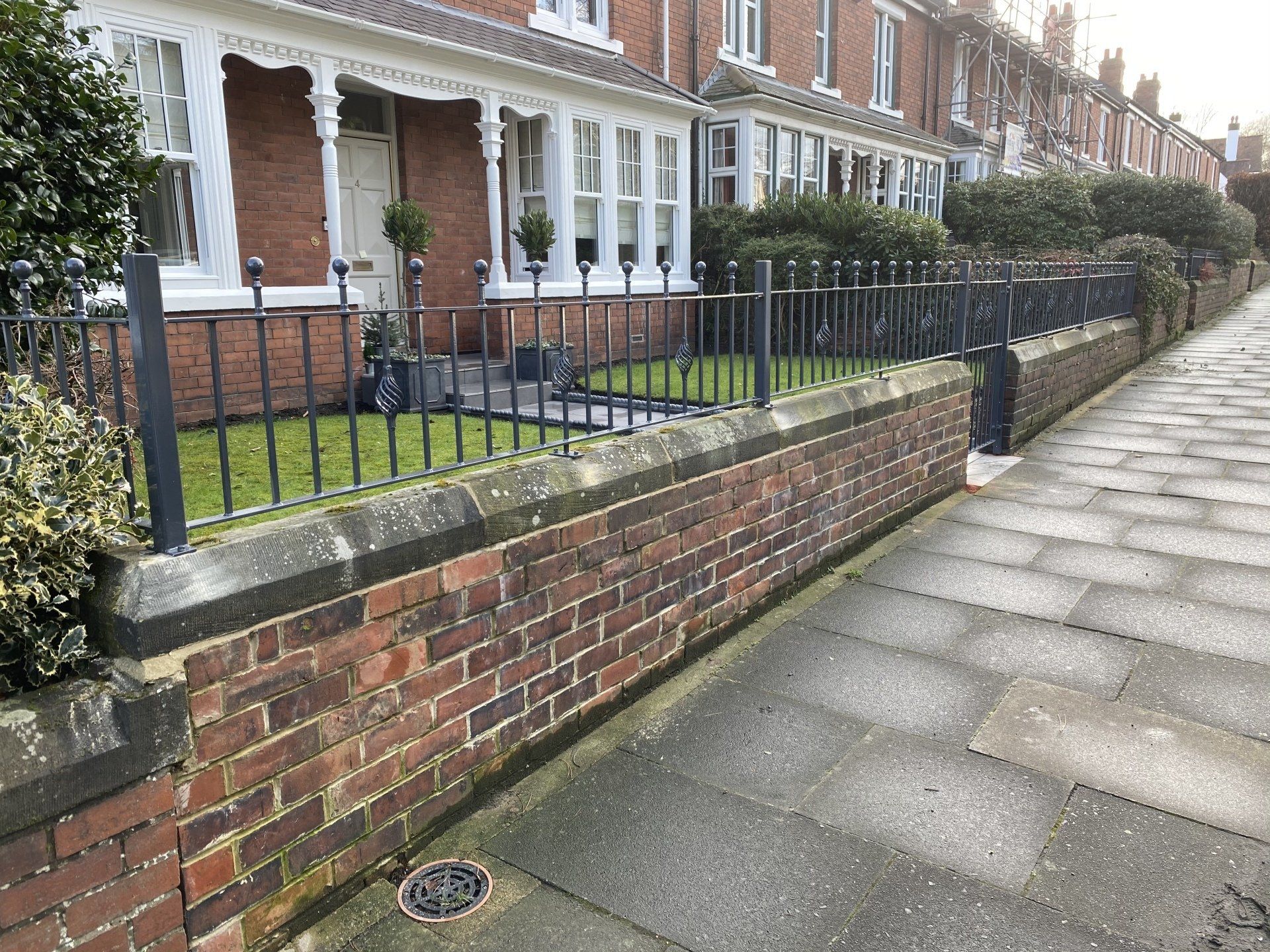 Black metal railings
