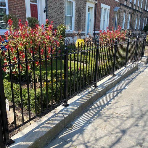 black metal railings