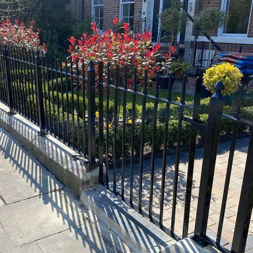 Black metal railings