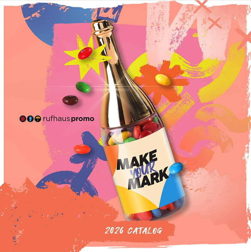 2026 catalog cover with a colorful bottle collage and “MAKE YOUR MARK” text