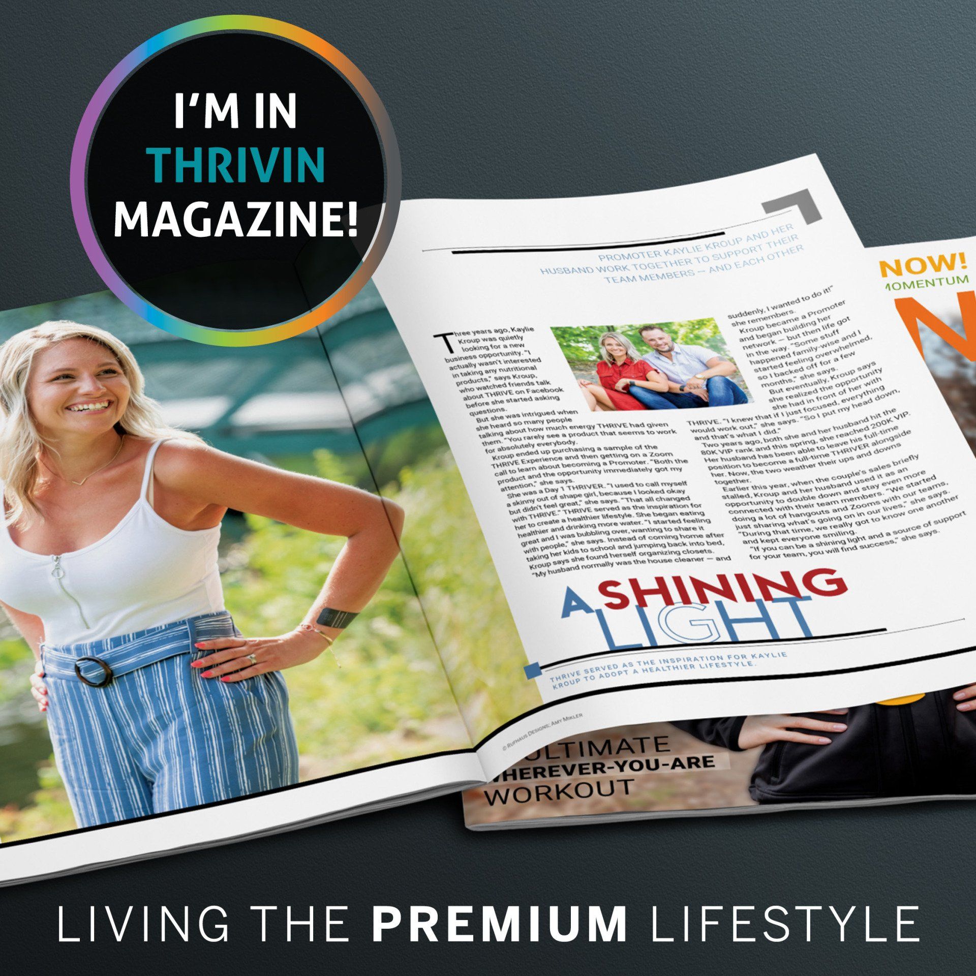 An advertisement for a magazine that says i 'm in thriving magazine