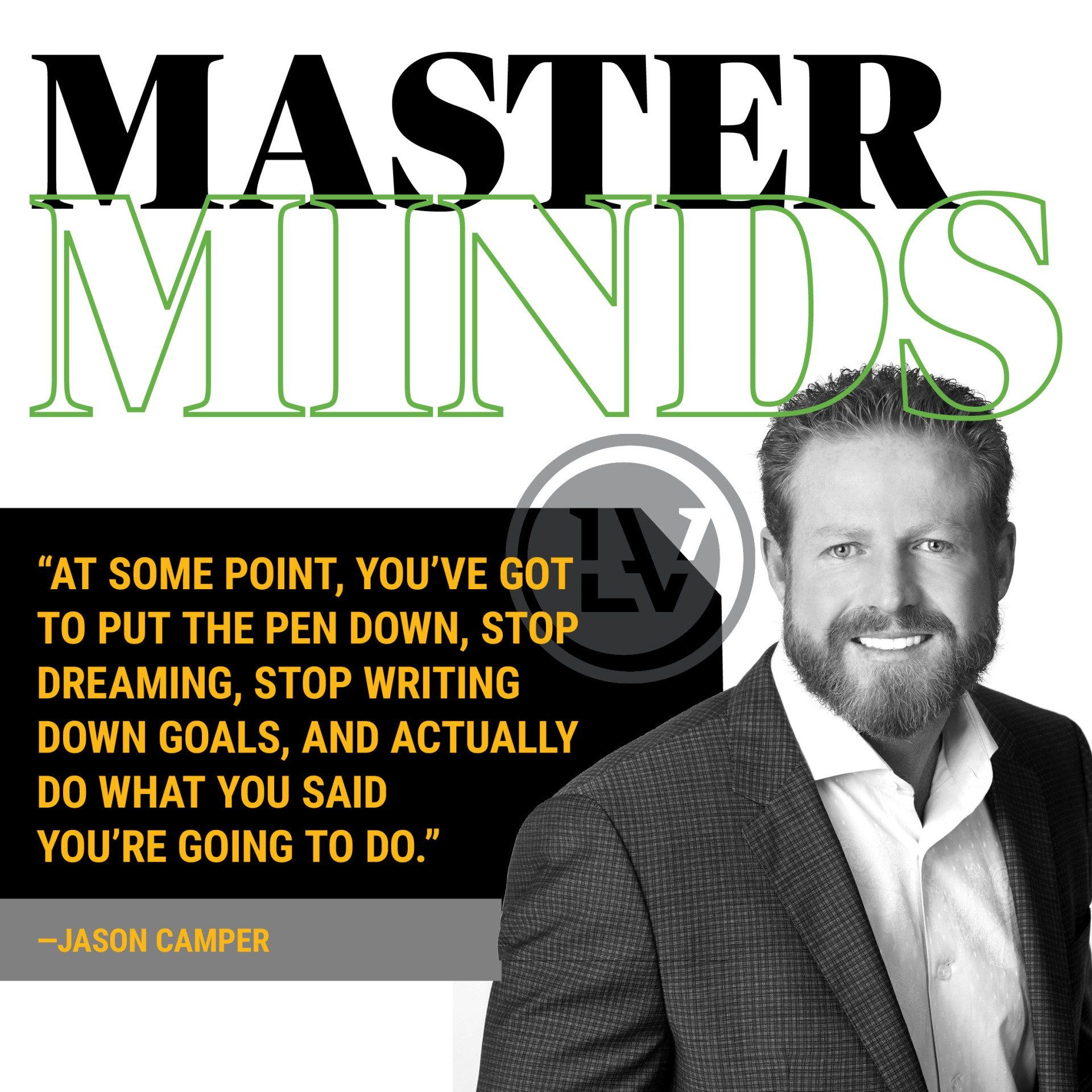 A man with a beard is on a master minds poster