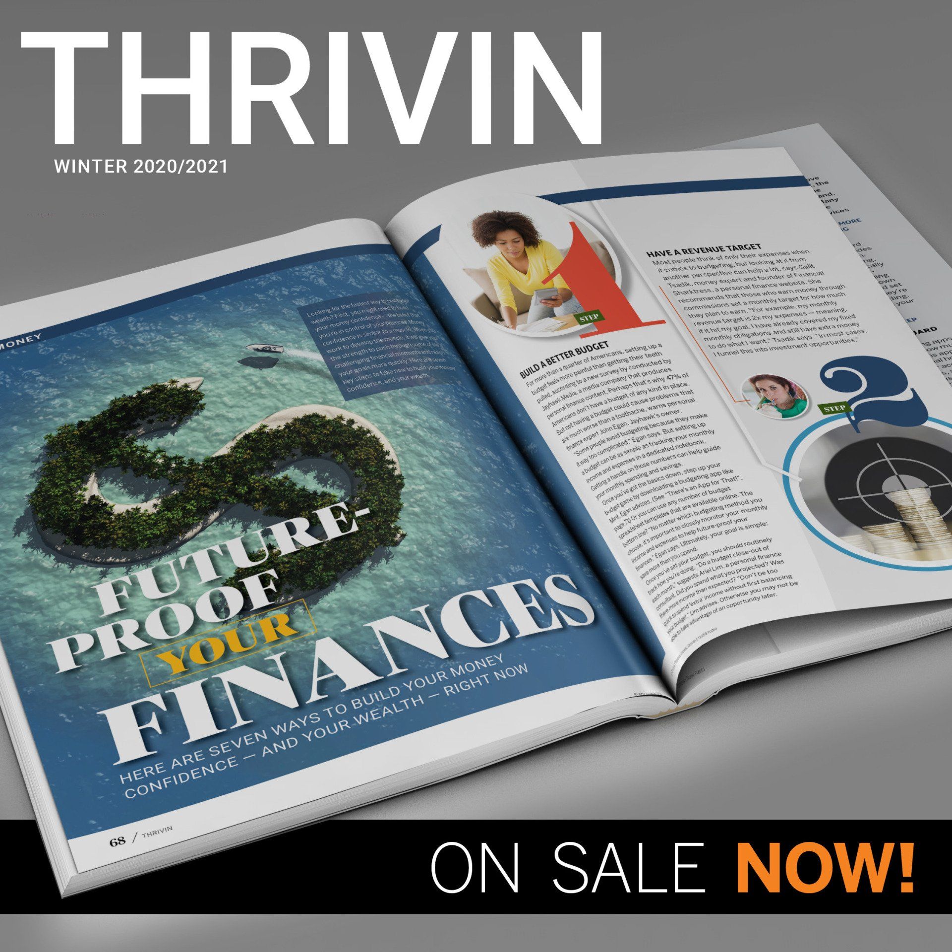 A magazine is open to a page that says future proof your finances