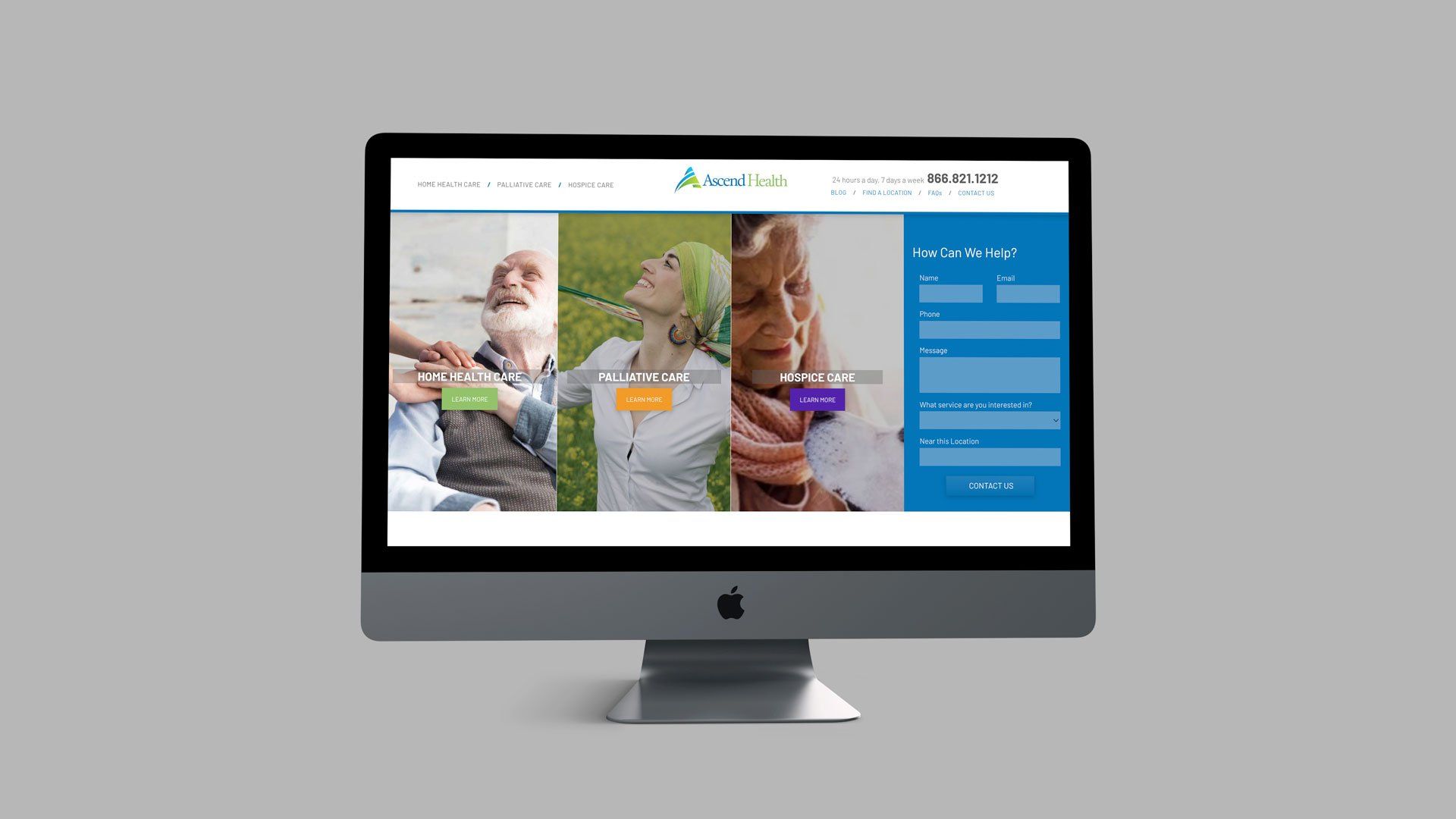 A computer monitor with a ascend health website on the screen.