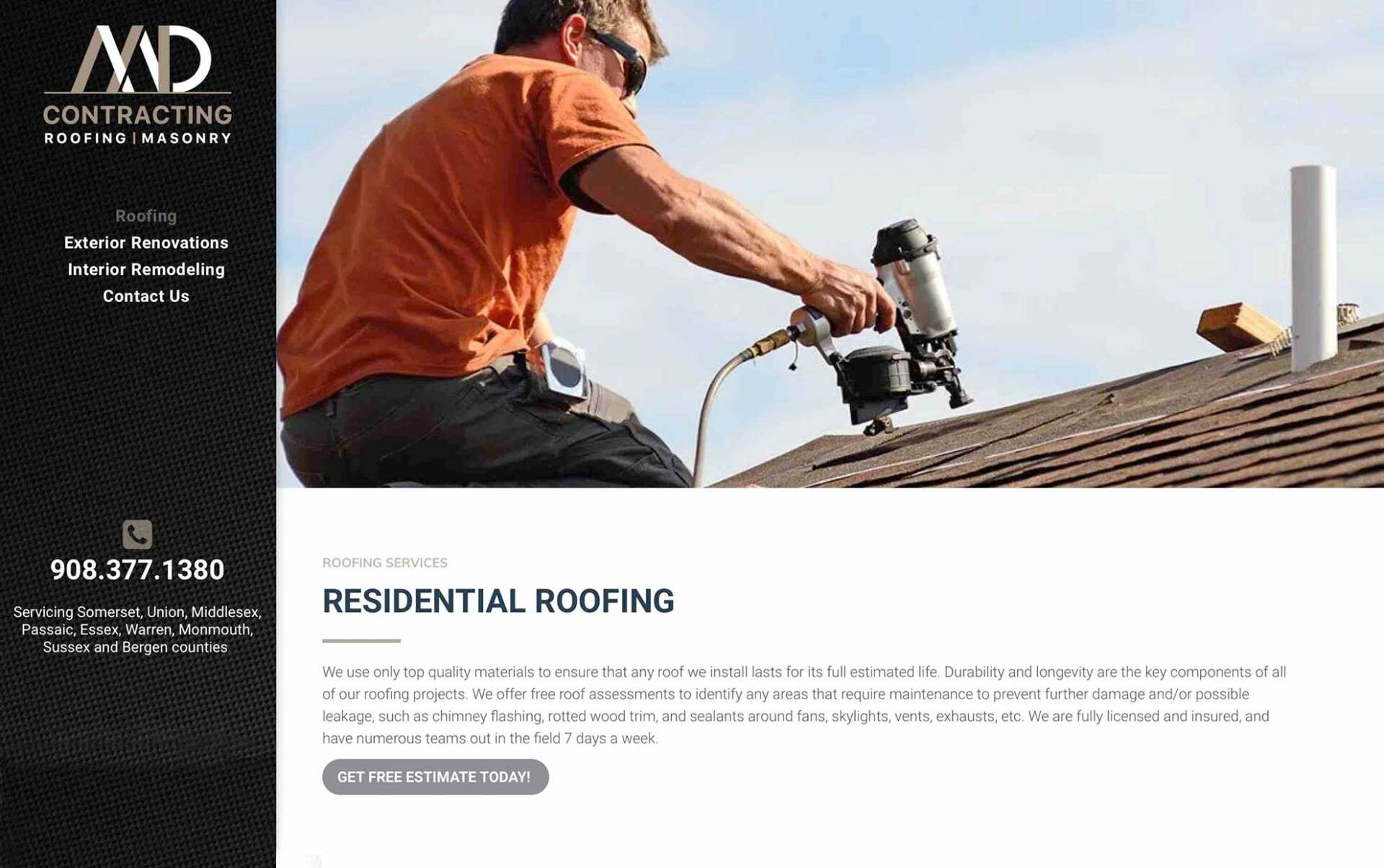 A screenshot of MD contracting website