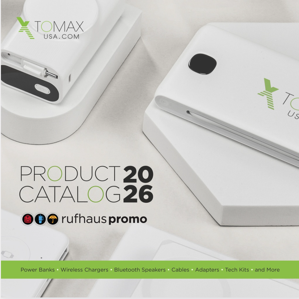 White product catalog cover with portable power banks and the text “PRODUCT CATALOG 2026”