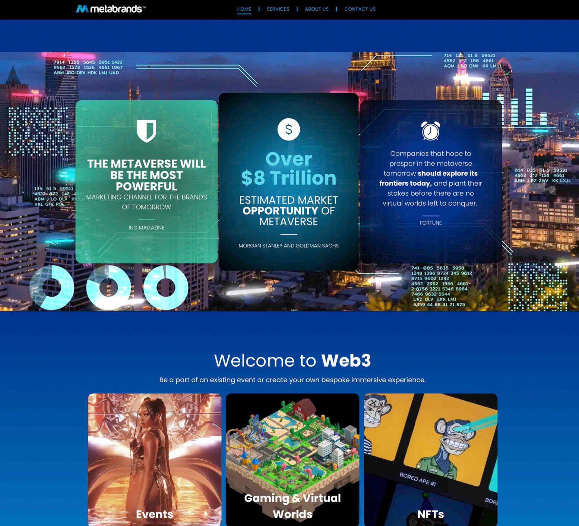 A screenshot of a website that says welcome to web3