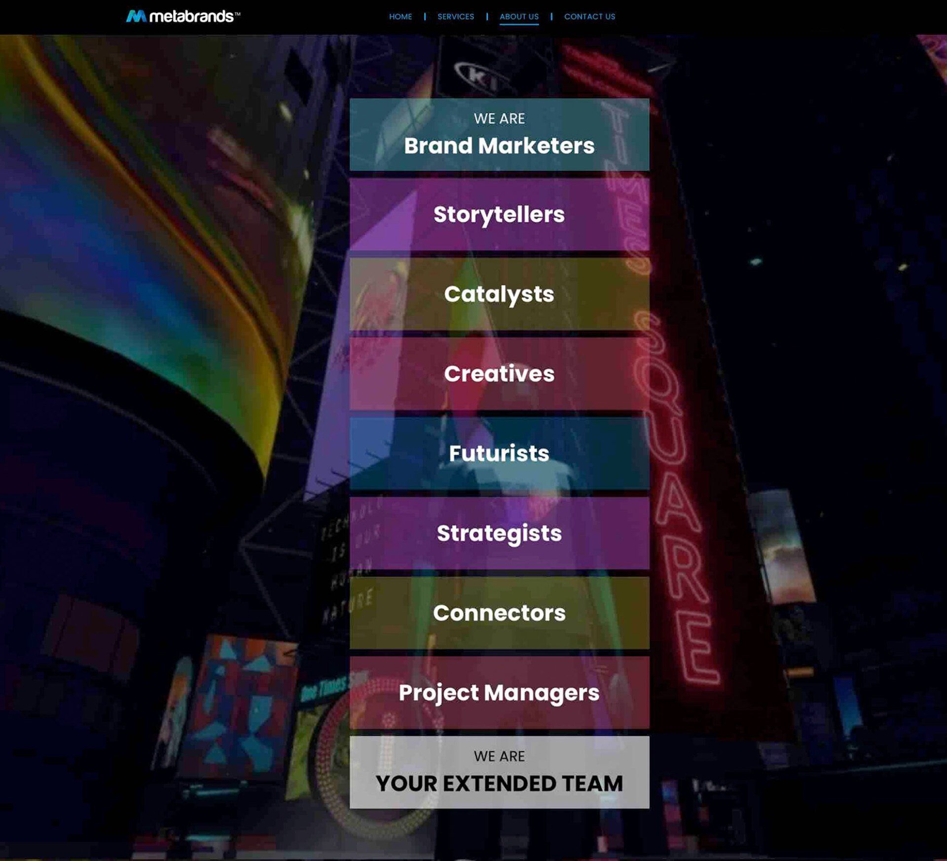 A screenshot of a website that says your extended team