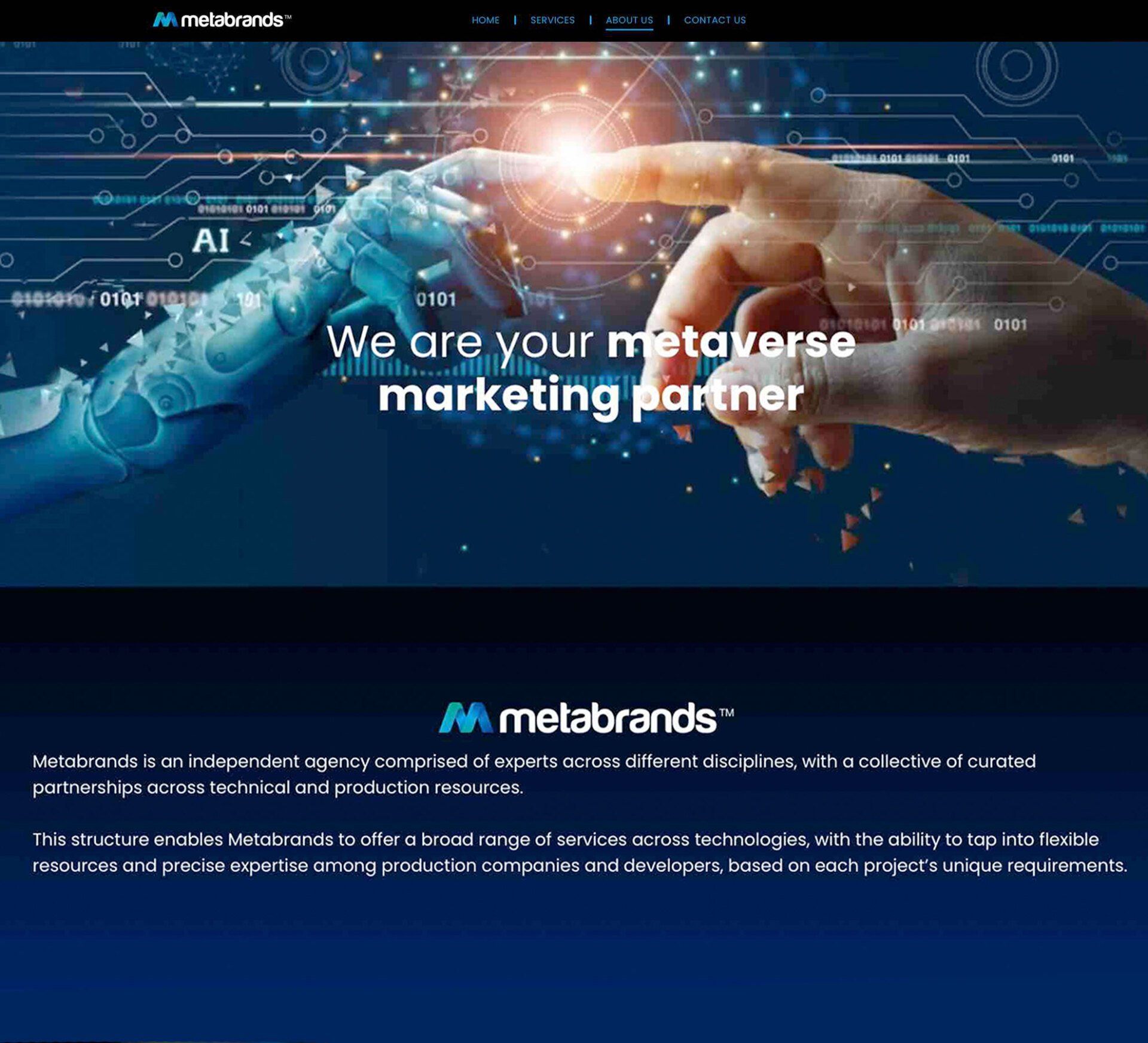 A screenshot of a website that says `` we are your metaverse marketing partner ''.