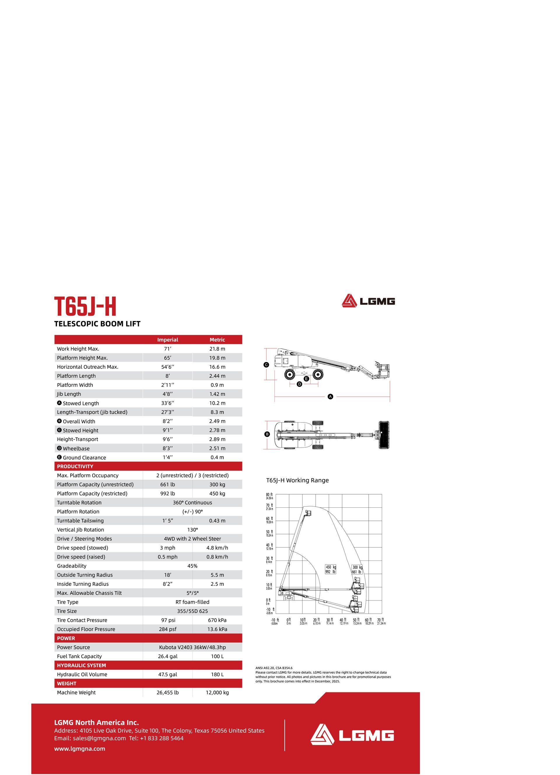 T65J-H High-Capacity Diesel Telescopic Boom Lift