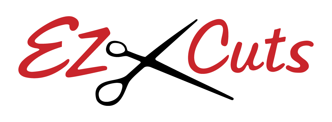 The logo for ez cuts shows a pair of scissors crossed over each other.