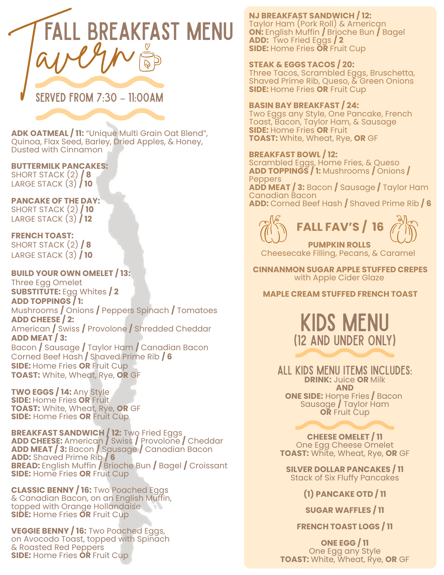 Fall Breakfast Menu