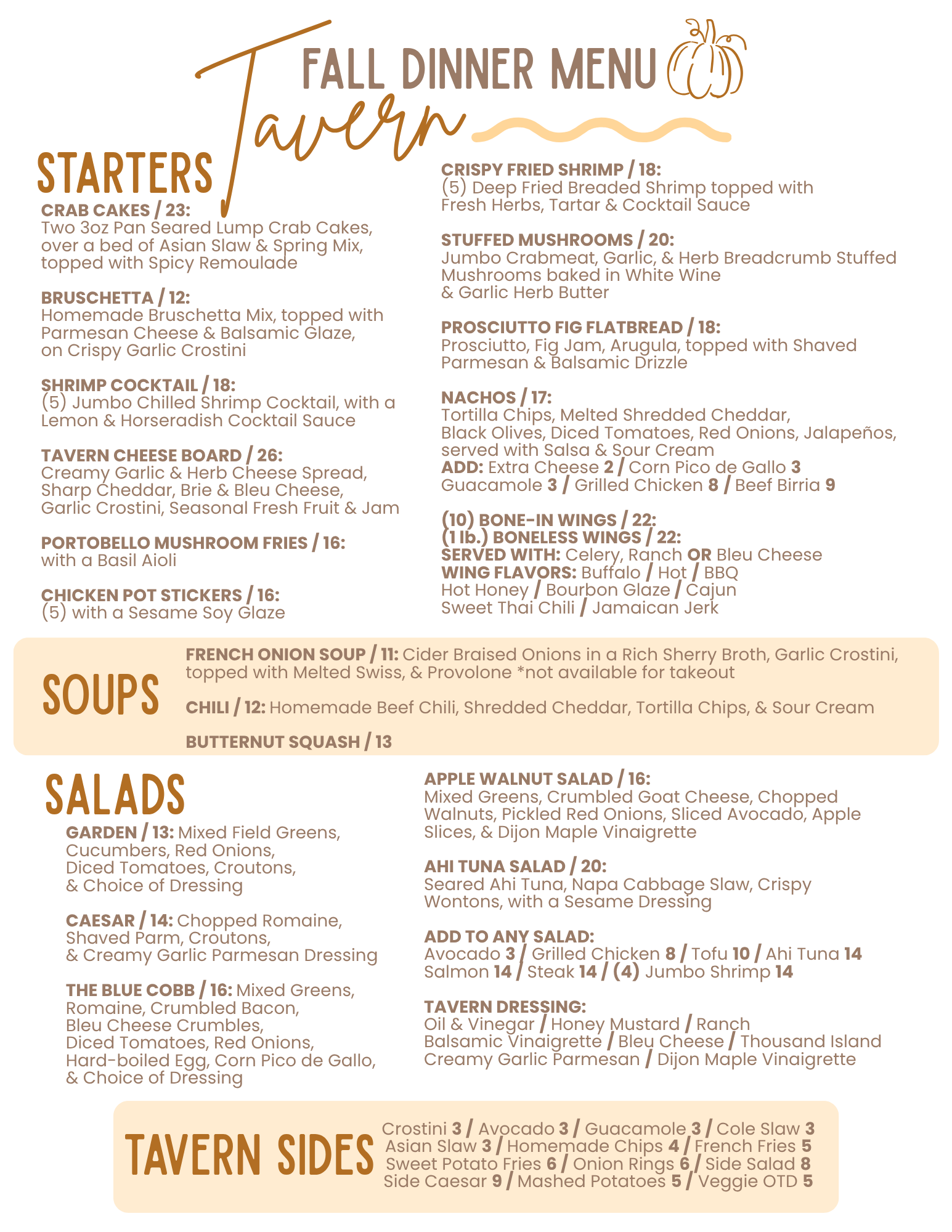 Fall Lunch Menu