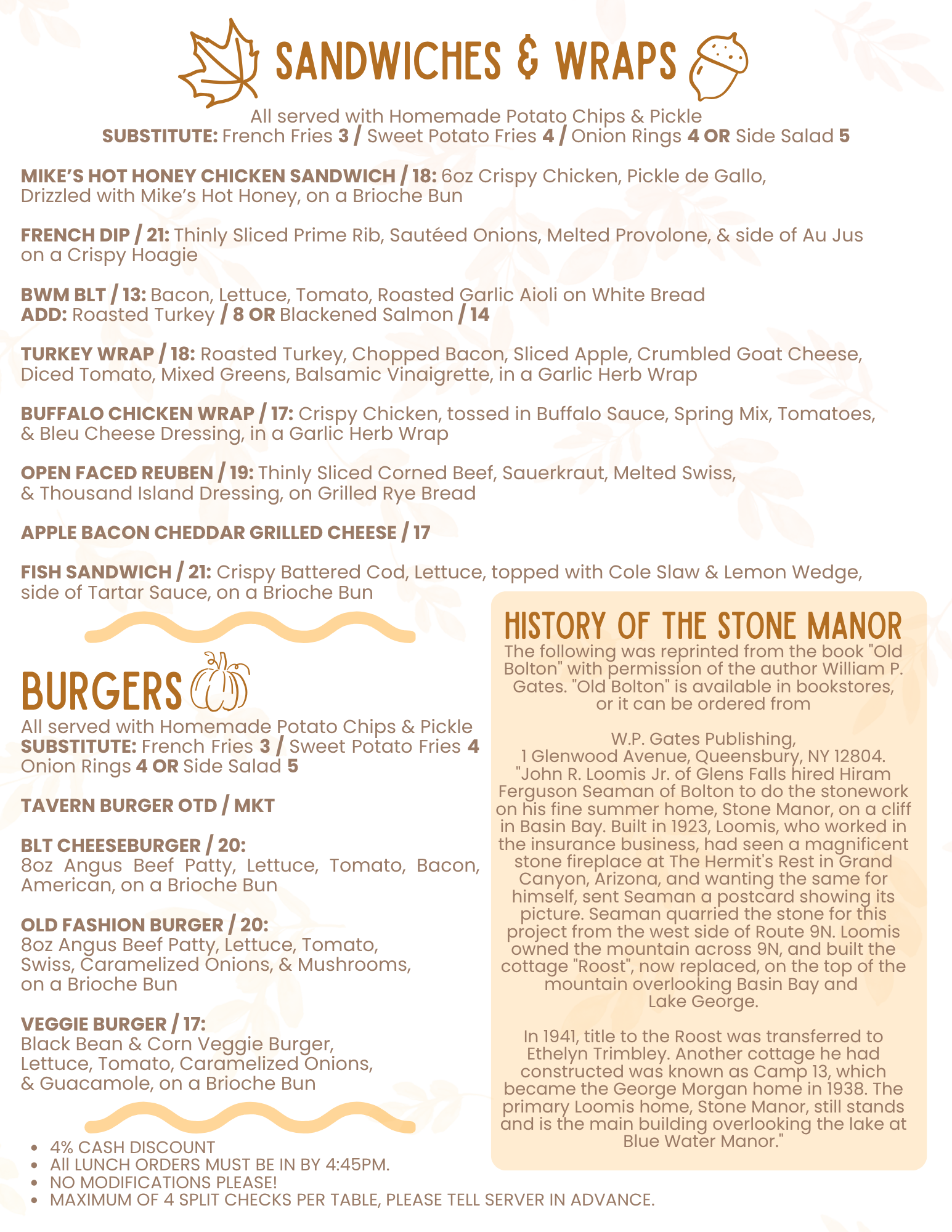 Fall Lunch Menu
