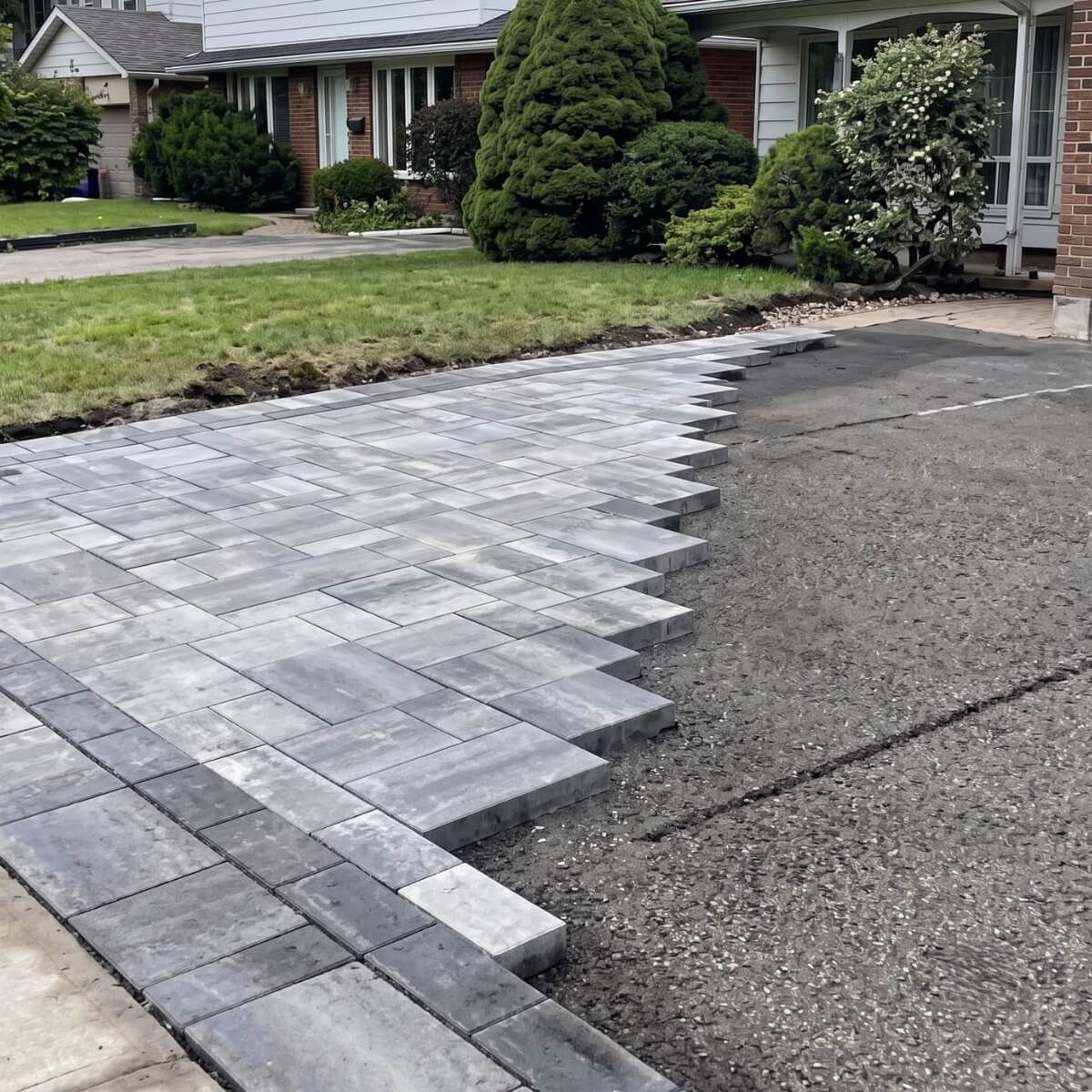 Bridgewater, New Jersey: Excavation, Block driveway being installed