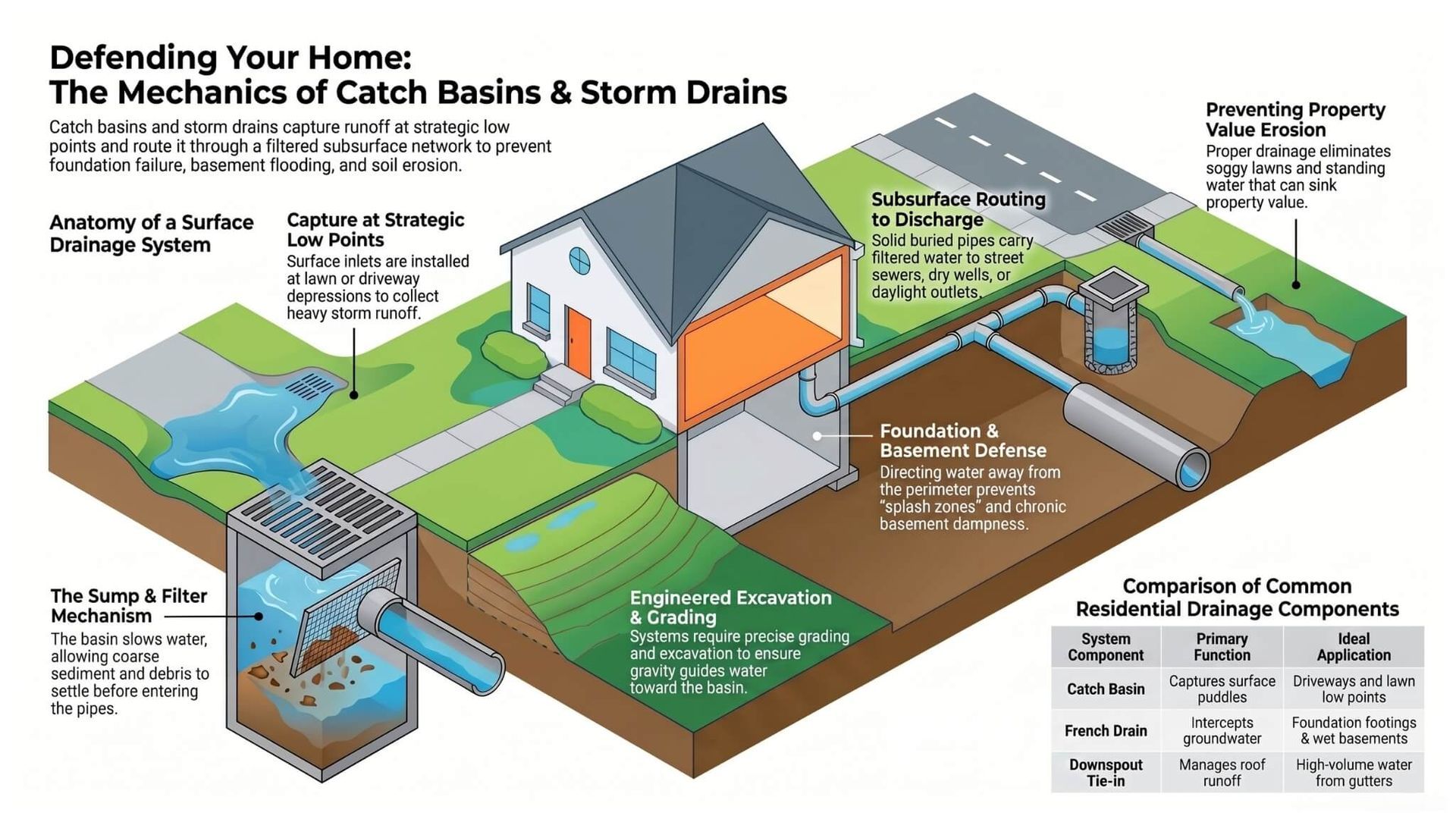 Catch Basins and Storm Drains and how they work and how they are installed