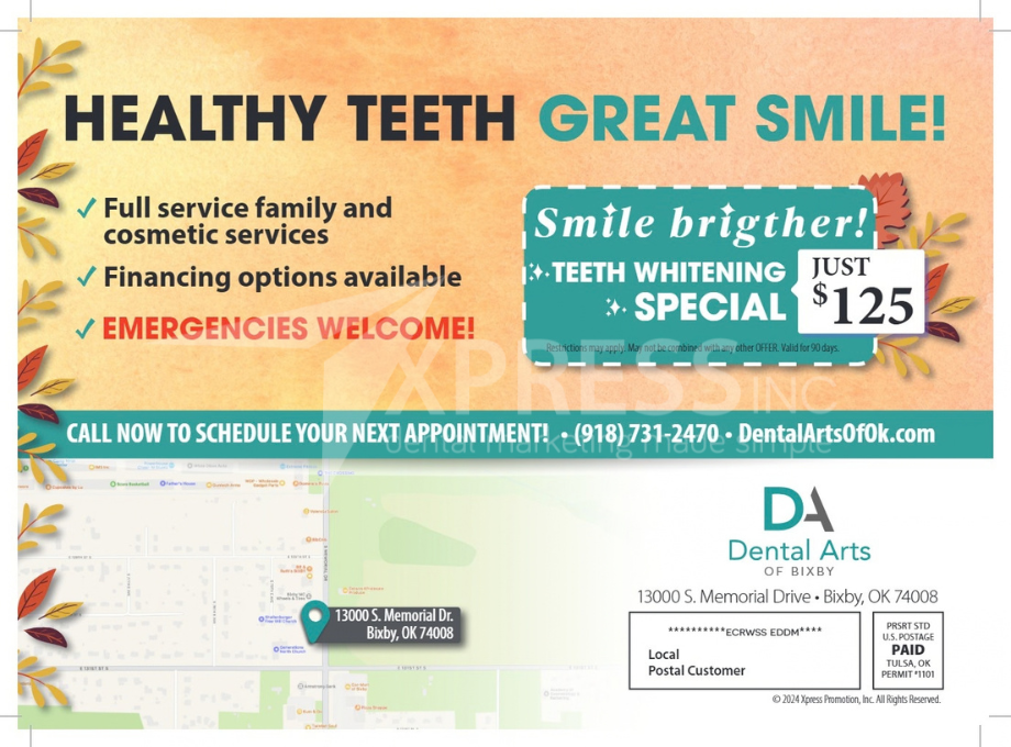 Promotional flyer for Montpelier Family Dentistry, listing services, a new patient offer, location, and contact information.