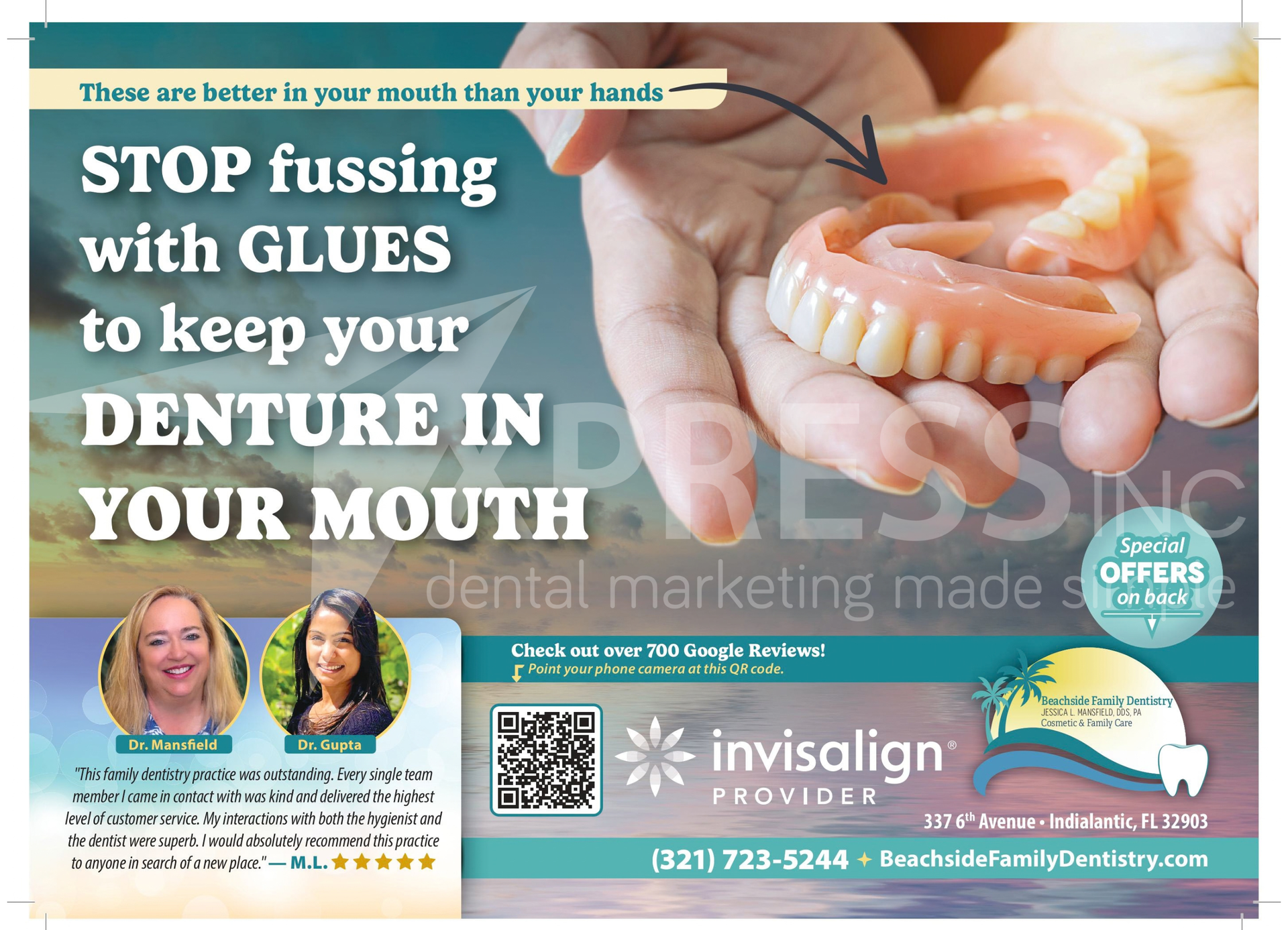 A person holds their cheek in pain, alongside Q&A Dental Care text promoting appointments and a $99 cleaning offer.